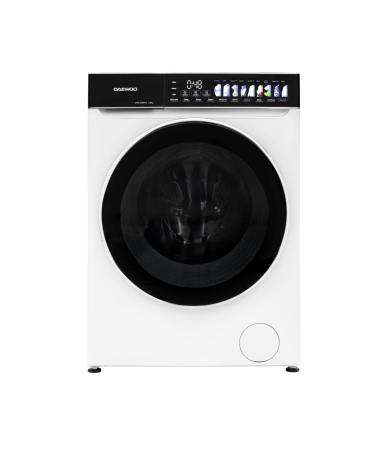 Marelvi - Masina de spalat rufe Daewoo, 9 kg, motor DIRECT DRIVE inverter, 1400 rpm, clasa A, 12 programe, butoane touch, panou de control negru cu pictograme mari colorate, usa dubla neagra cu inel cromat, cul