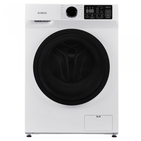 Masini de spalat rufe frontale - Masina de spalat rufe frontala slim Samus WSNDI-7141, clasa A, functie Abur, program tesaturi XXL, control antispuma, pornire intarziata, afisaj electronic, blocare acces copii, Alba