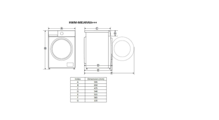 Mașină de spălat rufe Heinner HWM-M814IVKA+++, 8 kg, 1400 RPM, Motor Inverter, Clasa A, Slim, 14 Programe, Steam, Alb [1]