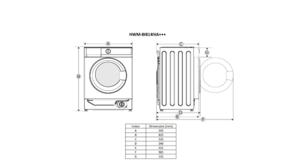 Masina de spalat rufe incorporabila HEINNER HWM-BI814IVA+++, 8 kg, Clasa A, Motor inverter, Display digital, Blocare acces copii, Program igenizare cuva, Alb [4]