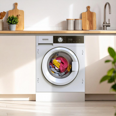Masina de spalat rufe incorporabila HEINNER HWM-BI814IVA+++, 8 kg, Clasa A, Motor inverter, Display digital, Blocare acces copii, Program igenizare cuva, Alb [2]