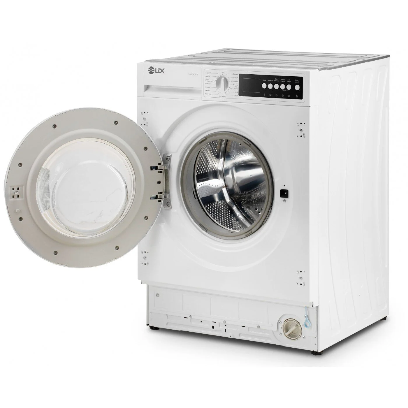 Masina de spalat rufe incorporabila LDK Higeea 812DD BI, Clasa D, Capacitate 8 Kg, 1200 rpm, 15 programe, Anti-Alergic, Spalare rapida, Display LED, Alb [1]
