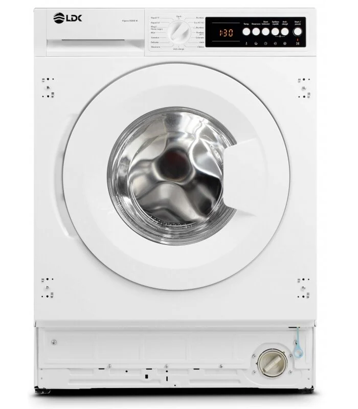Electronice & Electrocasnice - Masina de spalat rufe incorporabila LDK Higeea 812DD BI, Clasa D, Capacitate 8 Kg, 1200 rpm, 15 programe, Anti-Alergic, Spalare rapida, Display LED, Alb
