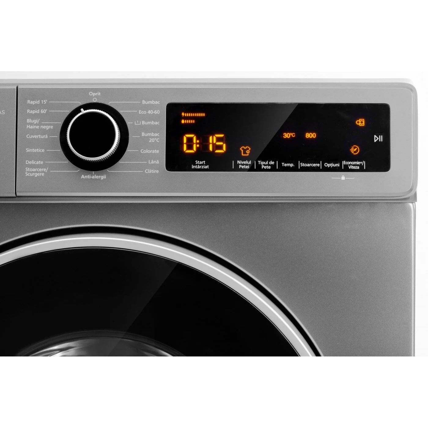 Masina de spalat rufe LDK Higeea 914DIAS, Clasa A, Capacitate 9 Kg, 1400 rpm, Anti-Alergic, Selectare nivel murdarie, Selectare tip pata, Prespalare, Calcare usoara, Motor inverter, Argintiu [2]