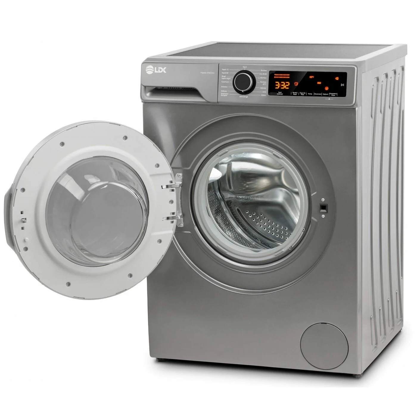 Masina de spalat rufe LDK Higeea 914DIAS, Clasa A, Capacitate 9 Kg, 1400 rpm, Anti-Alergic, Selectare nivel murdarie, Selectare tip pata, Prespalare, Calcare usoara, Motor inverter, Argintiu [1]