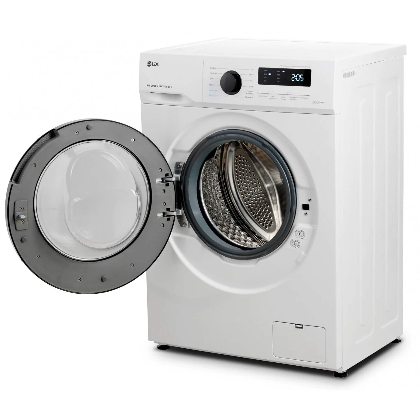 Masina de spalat rufe LDK Queen INV714SBKD, Clasa A, Capacitate 7 Kg, Slim, 1400 rpm, Steam, DrumClean, Motor Inverter, Alb [1]
