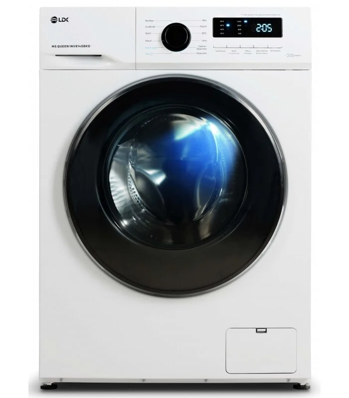 Electronice & Electrocasnice - Masina de spalat rufe LDK Queen INV814SBKD, Clasa A, Capacitate 8 Kg, 1400 rpm, Steam,  DrumClean, Motor Inverter, Alb
