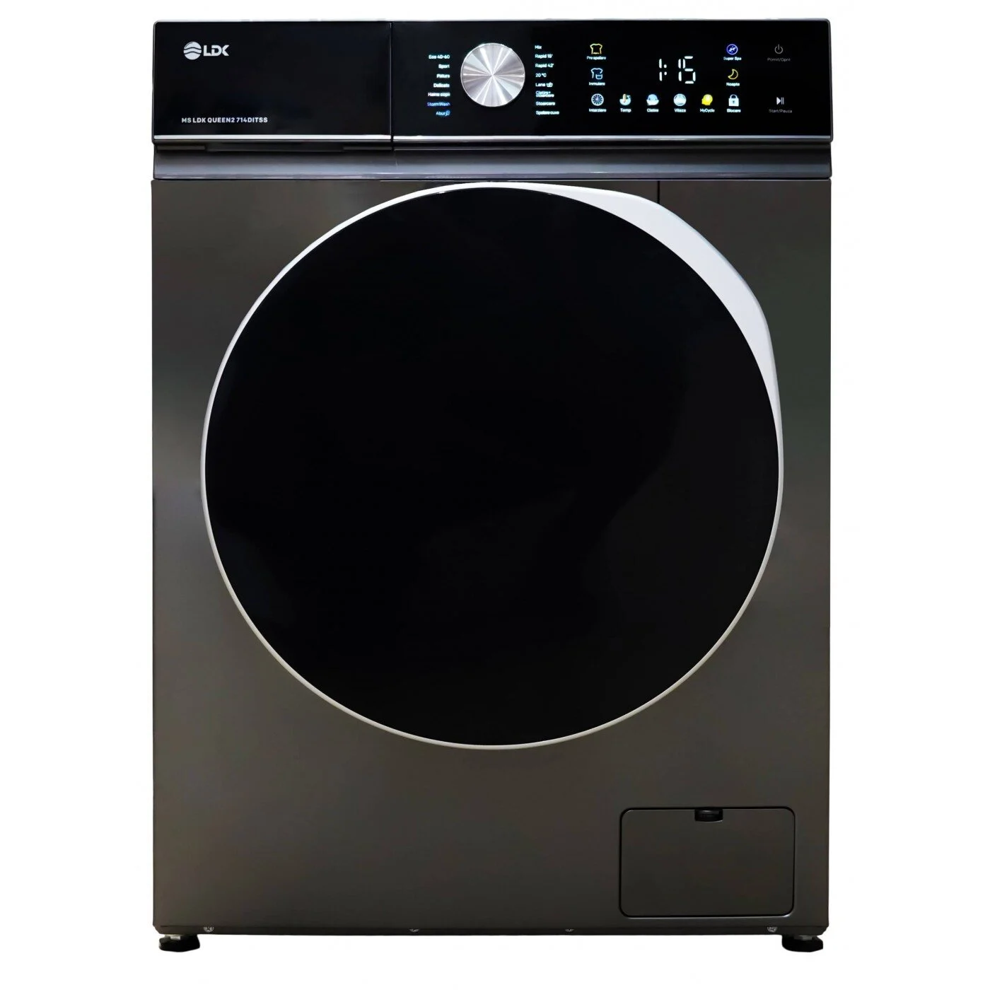 Electronice & Electrocasnice - Masina de spalat rufe LDK Queen2 714DITSS, Clasa A, Capacitate 7 Kg, 1400 rpm, 16 programe, Control Touch, Steam, Super Spa, Storm Wash, Night wash, My Cycle, Motor Inverter, Antracit