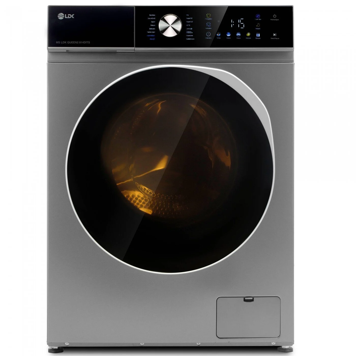 Electronice & Electrocasnice - Masina de spalat rufe LDK Queen2 814DITS, Clasa A, Capacitate 8 Kg, 1400 rpm, 16 programe, Control Touch, Steam, Super Spa, Storm Wash, Night wash, My Cycle, Motor Inverter, Argintiu