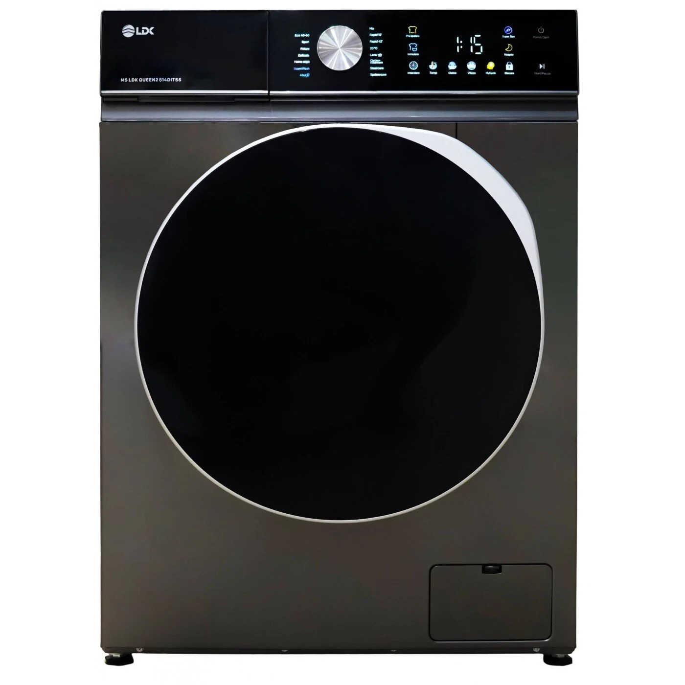 Electronice & Electrocasnice - Masina de spalat rufe LDK Queen2 814DITSS, Clasa A, Capacitate 8 Kg, 1400 rpm, 16 programe, Control Touch, Super Spa, Storm Wash, Night wash, My Cycle, Amanare pornire, Motor Inverter, Antracit