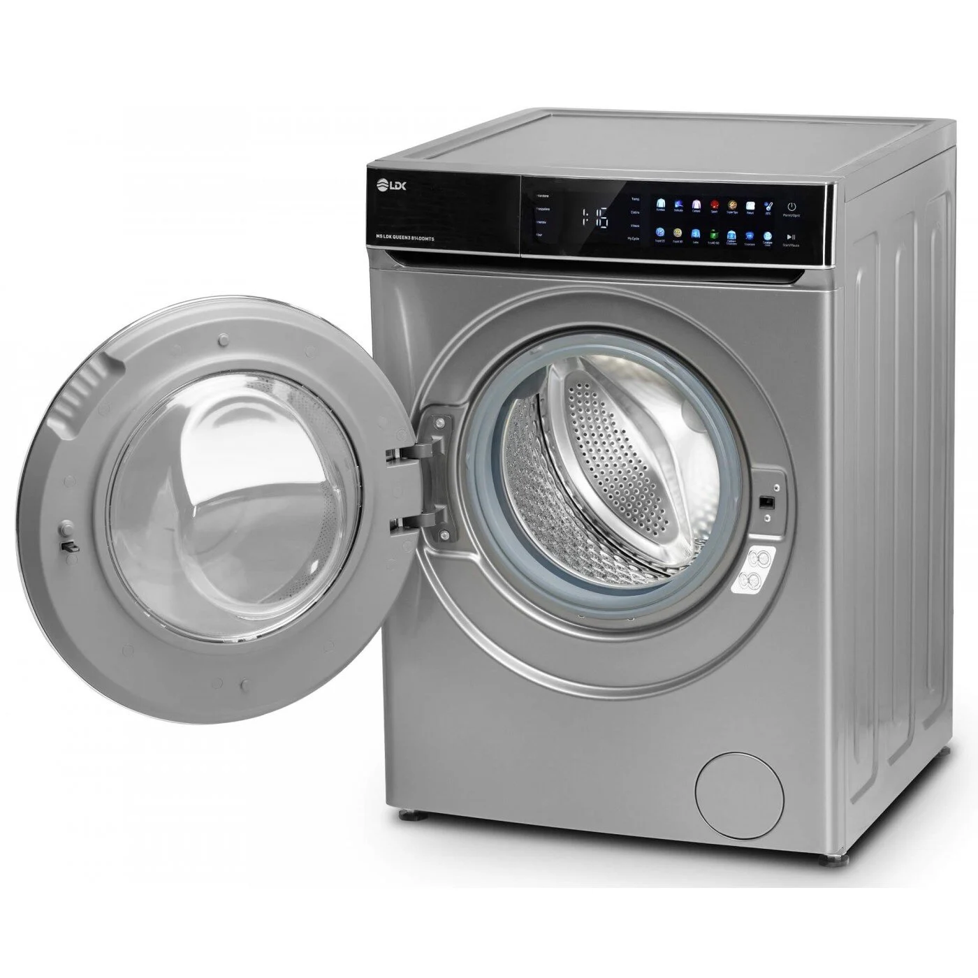 Masina de spalat rufe LDK Queen3 814DDMTS, Clasa A, Capacitate 8 Kg, 1400 rpm, 14 programe, Control Touch, Steam, Super Spa, My Cycle, Prespalare, Intensiv, Motor Inverter Direct Drive, Argintiu [1]