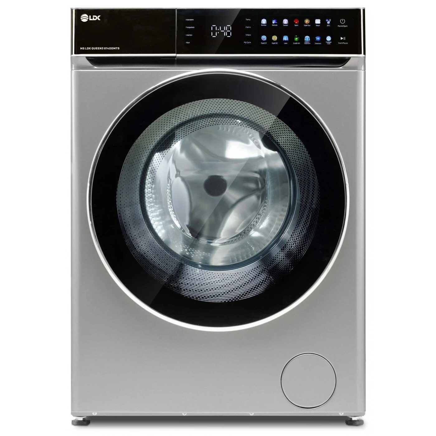 Electronice & Electrocasnice - Masina de spalat rufe LDK Queen3 814DDMTS, Clasa A, Capacitate 8 Kg, 1400 rpm, 14 programe, Control Touch, Steam, Super Spa, My Cycle, Prespalare, Intensiv, Motor Inverter Direct Drive, Argintiu