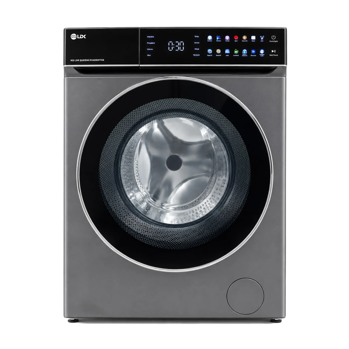 Electronice & Electrocasnice - Masina de spalat rufe LDK Queen3 814DDMTSS, Clasa A, Capacitate 8 Kg, 1400 rpm, 14 programe, Control Touch, Steam, Super Spa, My Cycle, Prespalare, Intensiv, Motor Inverter Direct Drive, Argintiu