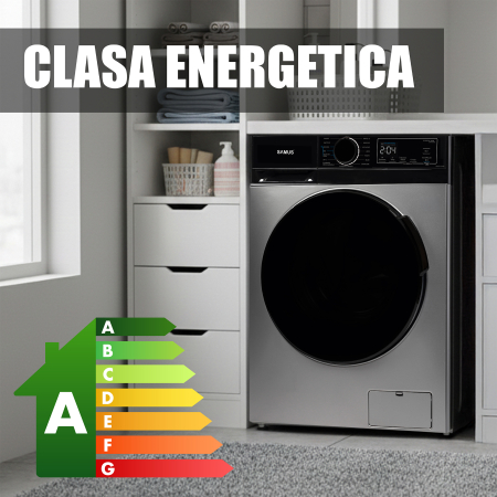 Mașină de spălat rufe Samus WSADI-10145DS, 10 kg, 1400 rpm, Motor Inverter, 15 programe, abur, afișaj electronic, clasa A, gri închis [10]