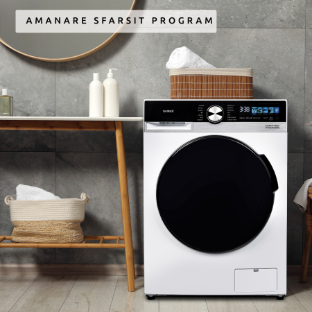 Masina de spaat rufe Samus WSDMAI-8145A30, 8 kg, 1400 rpm, Motor Inverter, LED color, clasa A(-30%), 14 programe, Eco 40–60, sterilizare, alb [22]