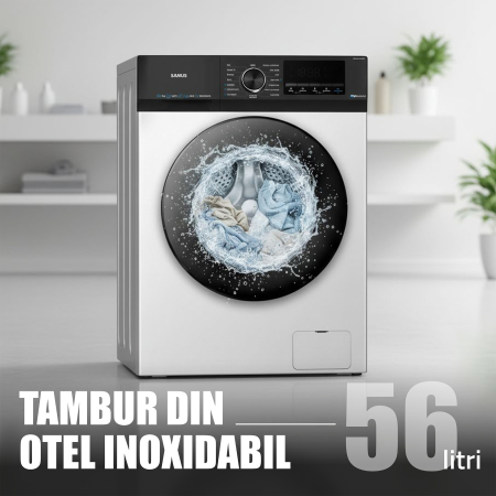 Mașină de spălat rufe Samus WSED8128IDM, 8 kg, 1200 rpm, Clasa A, Inverter Direct Motor, LED Display, Spălare cu abur, Alb [31]