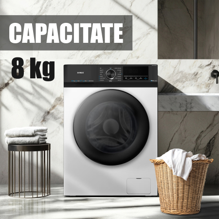 Mașină de spălat rufe Samus WSED8128IDM, 8 kg, 1200 rpm, Clasa A, Inverter Direct Motor, LED Display, Spălare cu abur, Alb [10]