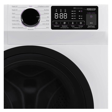 Masina de Spalat Rufe Samus WSNDI-8146, 8 Kg, 1400 RPM, Motor Inverter, Clasa A (-10%), Functie Abur, Display Electronic, 15 Programe [1]