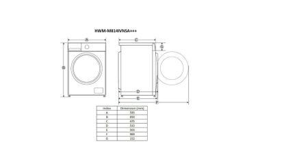 Mașină de spălat rufe Slim HEINNER HWM-M814IVNSA+++, 8 kg, 1400 rpm, Inverter, 15 programe, Add Clothes, Argintiu [1]