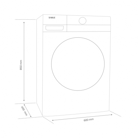 Masina de spalat rufe slim Samus WSADI-7123, 7 kg, 1200 rpm, clasa A,  motor inverter, functie Abur, program Eliminare par de animale, blocare acces copii, Alba [5]