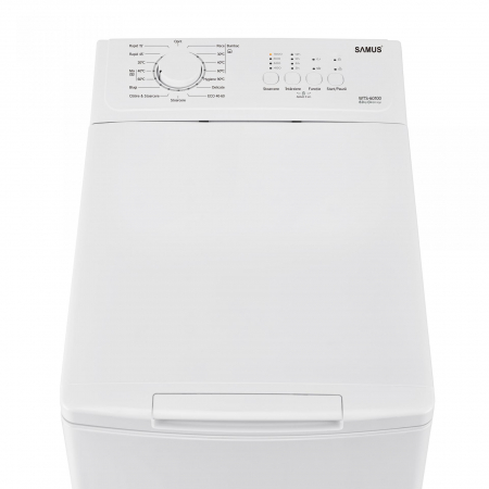 Masina de spalat rufe verticala Samus WTS-60100, 6 kg,  clasa D, program Hygiene 90, optiune start intarziat, programator electronic, blocare acces copii, Alba [1]