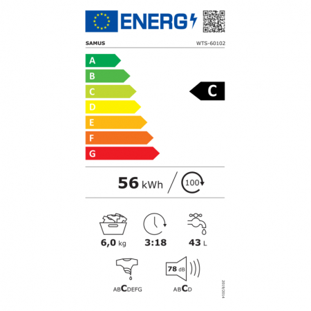 Masina de spalat rufe verticala Samus WTS-60102, 6 kg, clasa energetica C, pornire intarziata, auto-echilibrare tambur, blocare acces copii, Alba [5]