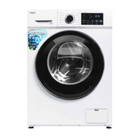 Masini de spalat rufe frontale - Masina de spalat rufe VIVAX WFL-140712CI, 7kg, 1400 RPM, BLDC Motor Inverter, Clasa A, Steam, Baby Care, Eco, Display digital, Temperatura reglabila, Drum Clean Sterilization, Qucik Wash, Delay Start