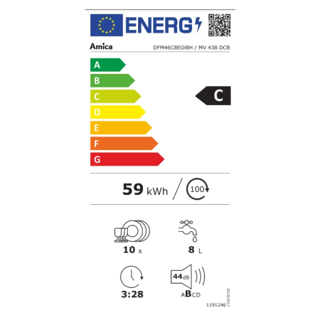 Masina de spalat vase Amica, free standing, 45 cm, display LED, 10 seturi, 7 programe, 3 sertare, Clasa C, ECO, AquaStop, Dedurizare, HalfLoad, 44dB, motor inverter, negru [2]