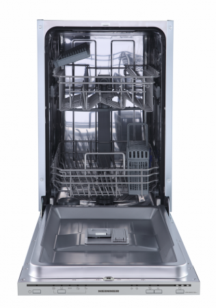 BUCATARIE - Masina de spalat vase Heinner HDW-FSM45710AWD+++, 10 seturi, 7 programe, Auto-Door opening, Control electronic, Display LED, Aquastop, Clasa D, 45 cm, Alb