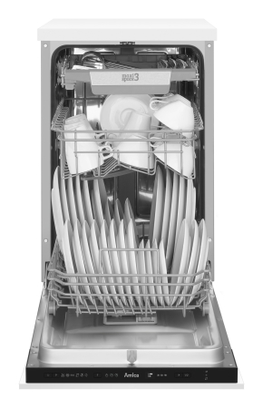 Masina de spalat vase incorporabila Amica, 45 cm, 10 seturi, 6 programe, 3 sertare, Clasa E, ECO, AquaStop, Dedurizare, HalfLoad, indicator luminos albastru, [2]