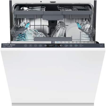 Marelvi - Masina de spalat vase incorporabila Candy Rapido, 16 seturi, 10 programe, Clasa B, WiFi+Ble, Wash & Dry 35', Motor Speed-Drive Inverter, Automatic Open Door, Floor light, 60 cm