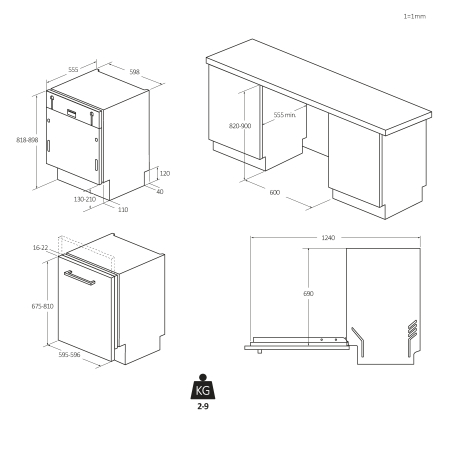Masina de spalat vase incorporabila Haier, 16 seturi, 10 programe de baza + Wifi + programe suplimentare din aplicatie hOn, Incarcare 50%, Info lumina podea, Filtre antibacteriene, Total water block,  [7]