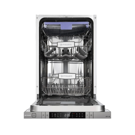 Mașină de spălat vase incorporabilă Pyramis 45FI HE – 10 seturi, 8 programe, clasa D, Touch control, panou inox, sertar tacâmuri, cuvă iluminată, AquaStop, 45cm [1]