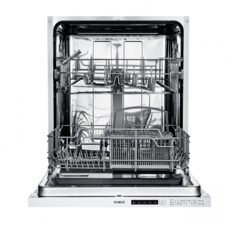 Masini de spalat vase incorporabile - Masina de spalat vase incorporabila Samus SBDW61.5, 12 seturi, 5 programe, clasa E, control electronic cu LED-uri, pornire intarziata pana la 9 ore, functie de incarcare la jumatate
