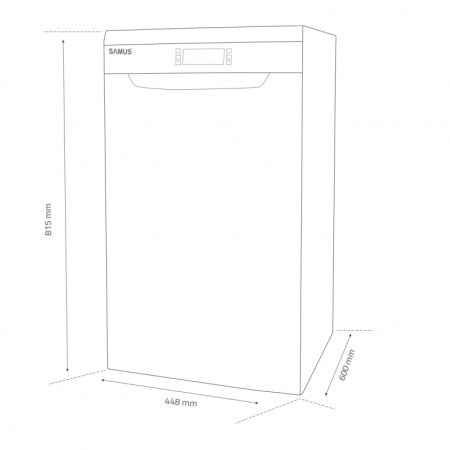 Masina de spalat vase Samus SDX410.8, 10 seturi, clasa E, 8 programe, pornire intarziata, blocare acces copii, Argintie [14]