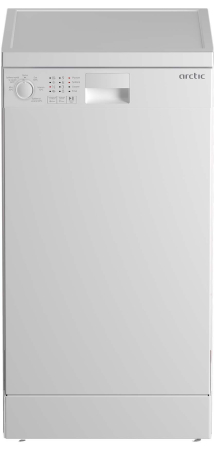 Masini de spalat vase - Masina de spalat vase Slim Arctic DFS0502, 10 seturi, 5 programe, Sistem dedurizare apa, Aqua Protect, Amanare pornire, Clasa E, 45 cm, Alb
