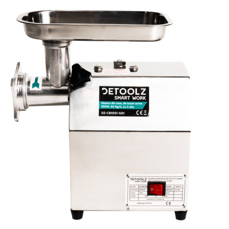 Mașină de tocat carne Detoolz DZ-CB1001-G01, 350 W, 60 kg/h, 2 site inox, Aluminiu [3]