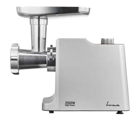 Masina de tocat FRAM FMG-2500X, 2500 W, capacitate de tocare: ≥ 2 kg/min, accesorii pentru rosii si carnati, 2 site de taiere, 2 viteze + functie Reverse, Aluminiu [1]