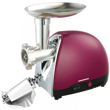 BUCATARIE - Masina de tocat Heinner MG1500TA-BG, 1600 W, Accesoriu pentru rosii si carnati, Cutit inox, Visiniu sidefat