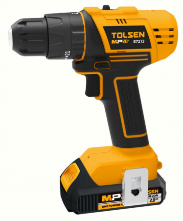 BRICOLAJ - Masina gaurit/insurubat percutie, tolsen, cu 2 baterii li-ion 20 v, 2 ah, 10mm