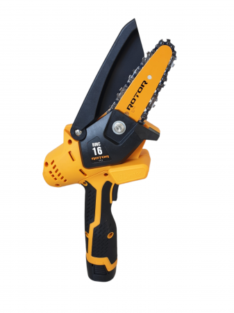 Fierastraie electrice - Mini fierastrau cu lant pe acumulator Rotor RMC16, 16V, 1.5mAh, Turatie 4800RPM, Lama 10cm