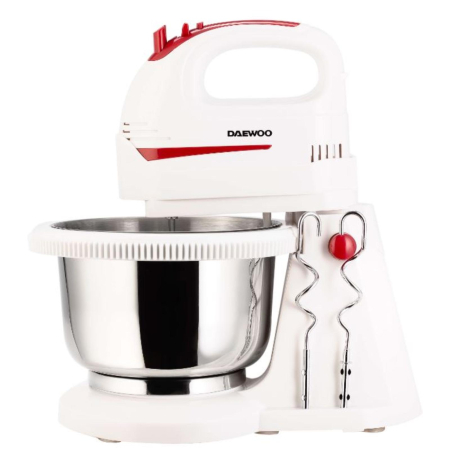 Marelvi - Mixer cu bol Daewoo, putere 300 W, bol inox rotativ 360 grade, capacitate bol 2000 ml, functie Turbo, 5 viteze, accesoriu framantare, palete amestecare, carcasa ABS