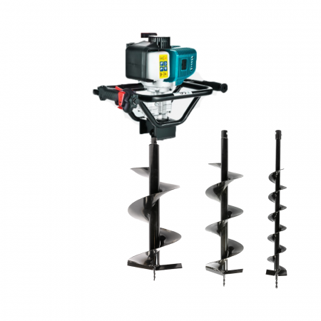 Motoburghie si Accesorii - Motoburghiu foreza, DETOOLZ DZ-C308, motor benzina, 2 timpi, 1.5 kW / 2CP, 52 CC, 3 burghie, 100+200+300 mm