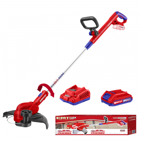 Motocoasă electrică/Trimmer EMTOP ELGT203285, 20V, maner reglabil, 300mm, 1 acumulator 2.0Ah [0]