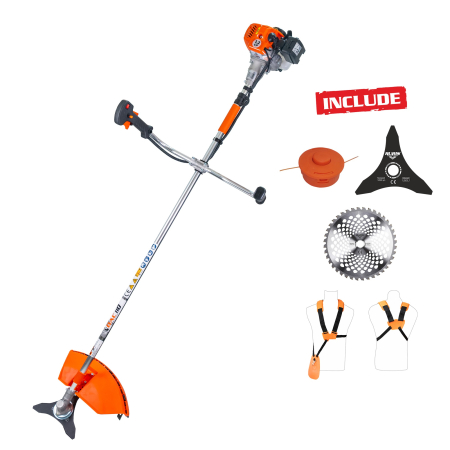 Motocoase: Motocositoare pe benzina si electrice - Motocoasă pe benzină DAC 110, motor TEZ, 1.2 CP, 26 cc, ham Dual Balance, cuțit 3 dinți, 8 kg