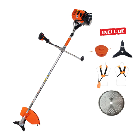 Motocoase: Motocositoare pe benzina si electrice - Motocoasă pe benzină DAC 410, motor TEZ, 3.3 CP, 57 cc, ham Dual Balance, cuțit 3 dinți, 8 kg