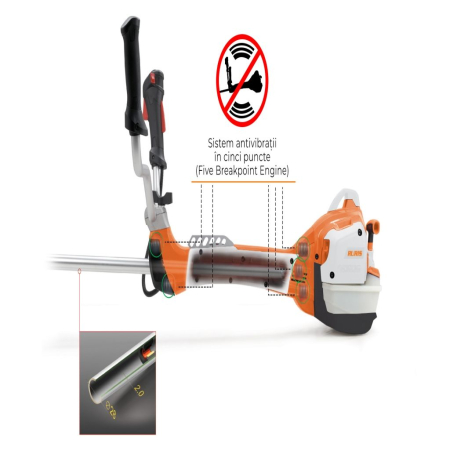 Motocoasă pe benzină RURIS RR400C, motor KHUMMA, 2.8 CP, 41.2 cc, sistem antivibrații, ham Dual Balance, 6.7 kg [13]
