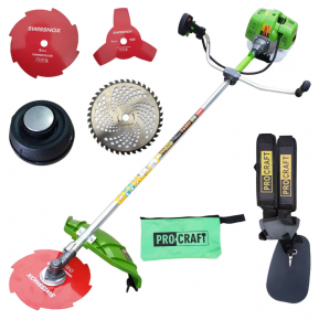 PACHET Motocoasa PROCRAFT 4350, putere 6 CP, 58 CC, 5 accesorii, 4 moduri de taiere + Dispozitiv cap de drujba, de taiat crengile la inaltime [10]
