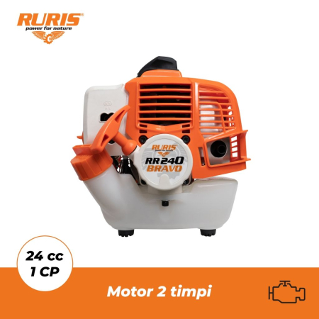 Motocoasă RURIS RR240 BRAVO, 24 cc, 1 CP, motor KHUMMA, arbore flexibil, mâner ergonomic cu reglaj axial, autocut și cuțit 2 dinți [3]