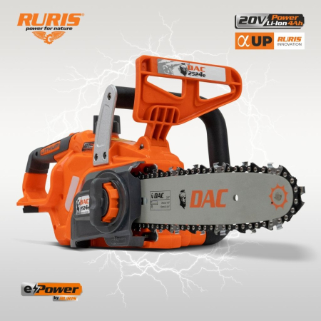 Motoferăstrău electric fără fir DAC 2524e, motor Brushless, 20V, șină 250 mm, rezervor ulei 220 ml, până la 54 tăieri [3]